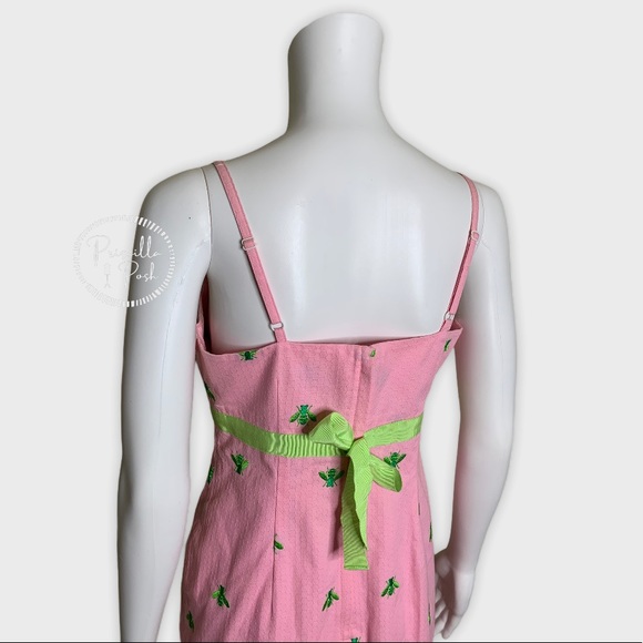Lilly Pulitzer Pink High Neck Dress Green Bees - Picture 14 of 16